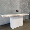 Vintage Post Modern Beige Travertine Console Table