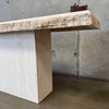 Vintage Post Modern Beige Travertine Console Table