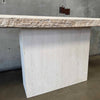 Vintage Post Modern Beige Travertine Console Table