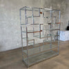 1970's Chrome & Glass Shelving Unit Bookcase