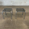 Pair of Mid Century Chrome & Smokey Glass Side Tables