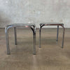 Pair of Mid Century Chrome & Smokey Glass Side Tables