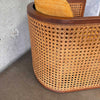 1970s Cane & Oak Upholstered Lounge Chair
