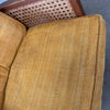1970s Cane & Oak Upholstered Lounge Chair