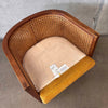 1970s Cane & Oak Upholstered Lounge Chair