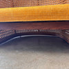 1970s Cane & Oak Upholstered Lounge Chair