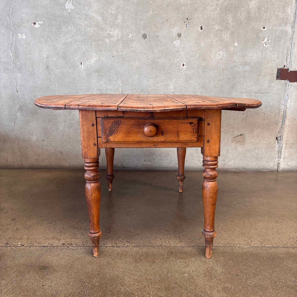 Antique Drop Leaf Pine Table w/ Drawers Circa 1800's
