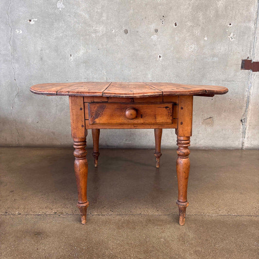 Antique Drop Leaf Pine Table w/ Drawers Circa 1800's