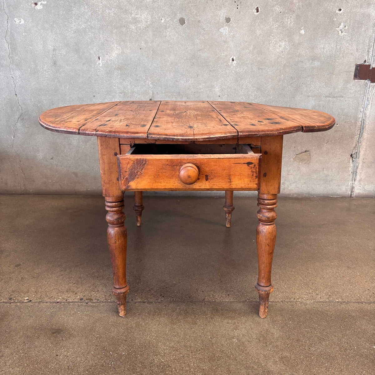 Antique Drop Leaf Pine Table w/ Drawers Circa 1800's