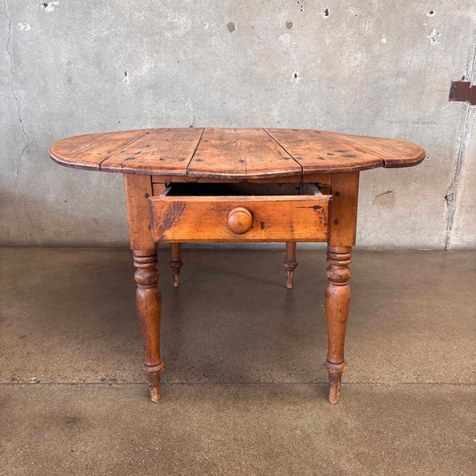 Antique Drop Leaf Pine Table w/ Drawers Circa 1800's