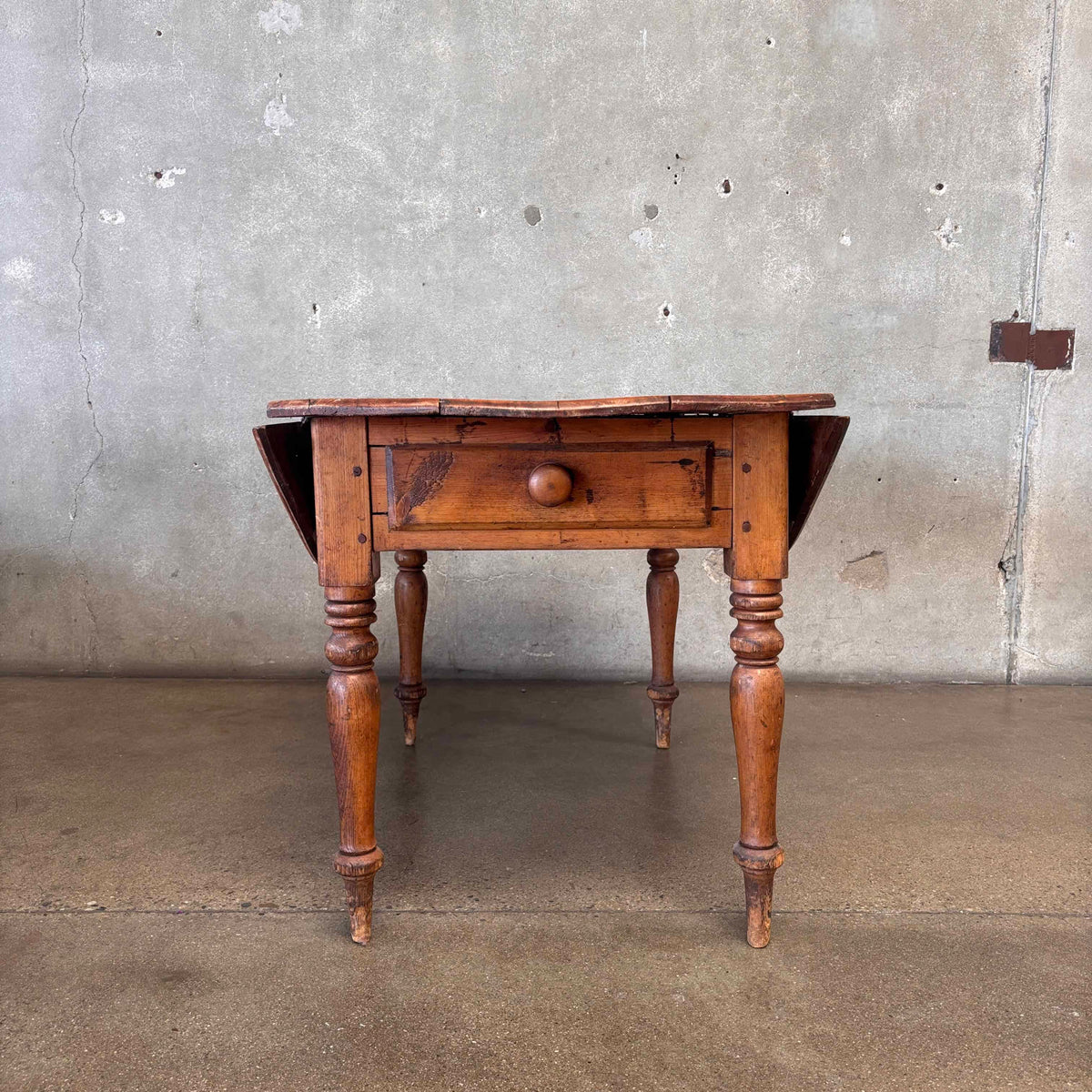 Antique Drop Leaf Pine Table w/ Drawers Circa 1800's