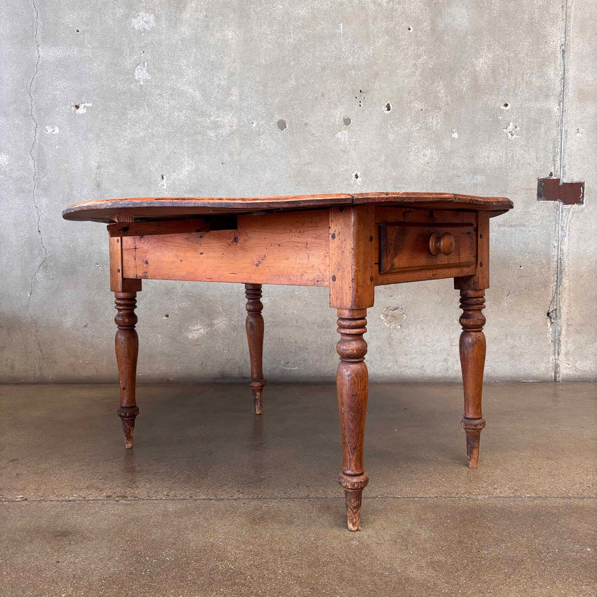 Antique Drop Leaf Pine Table w/ Drawers Circa 1800's
