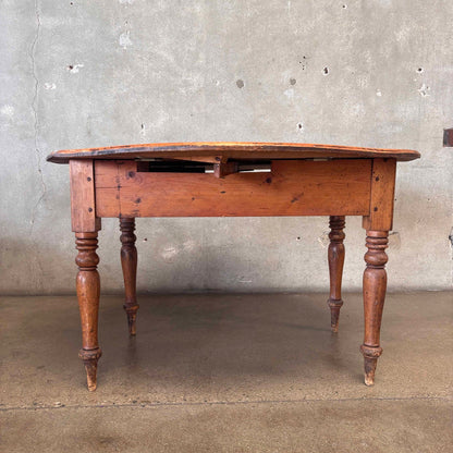 Antique Drop Leaf Pine Table w/ Drawers Circa 1800's