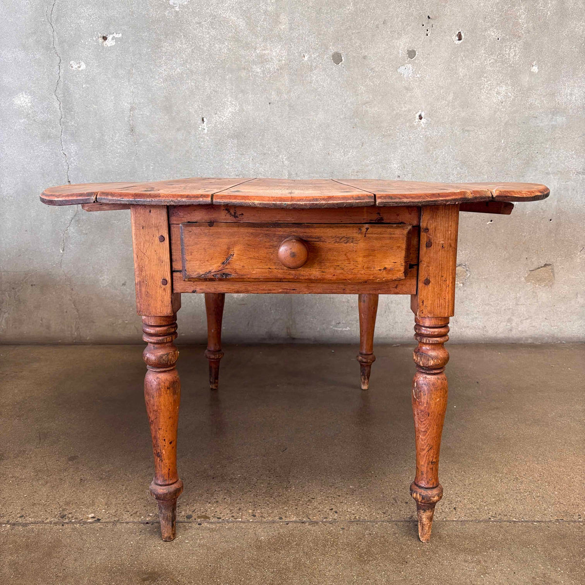 Antique Drop Leaf Pine Table w/ Drawers Circa 1800's