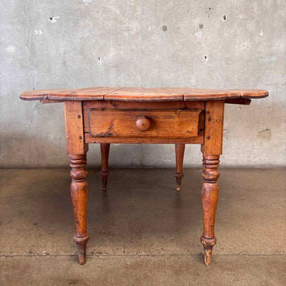 Antique Drop Leaf Pine Table w/ Drawers Circa 1800's
