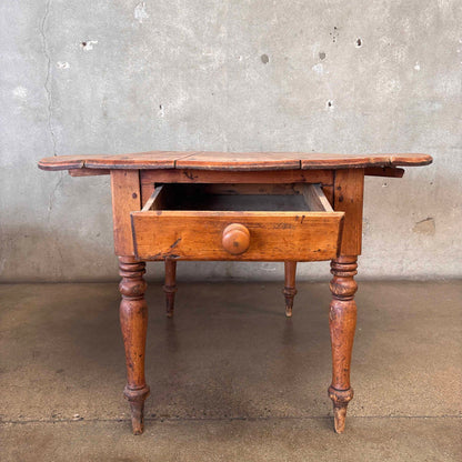 Antique Drop Leaf Pine Table w/ Drawers Circa 1800's