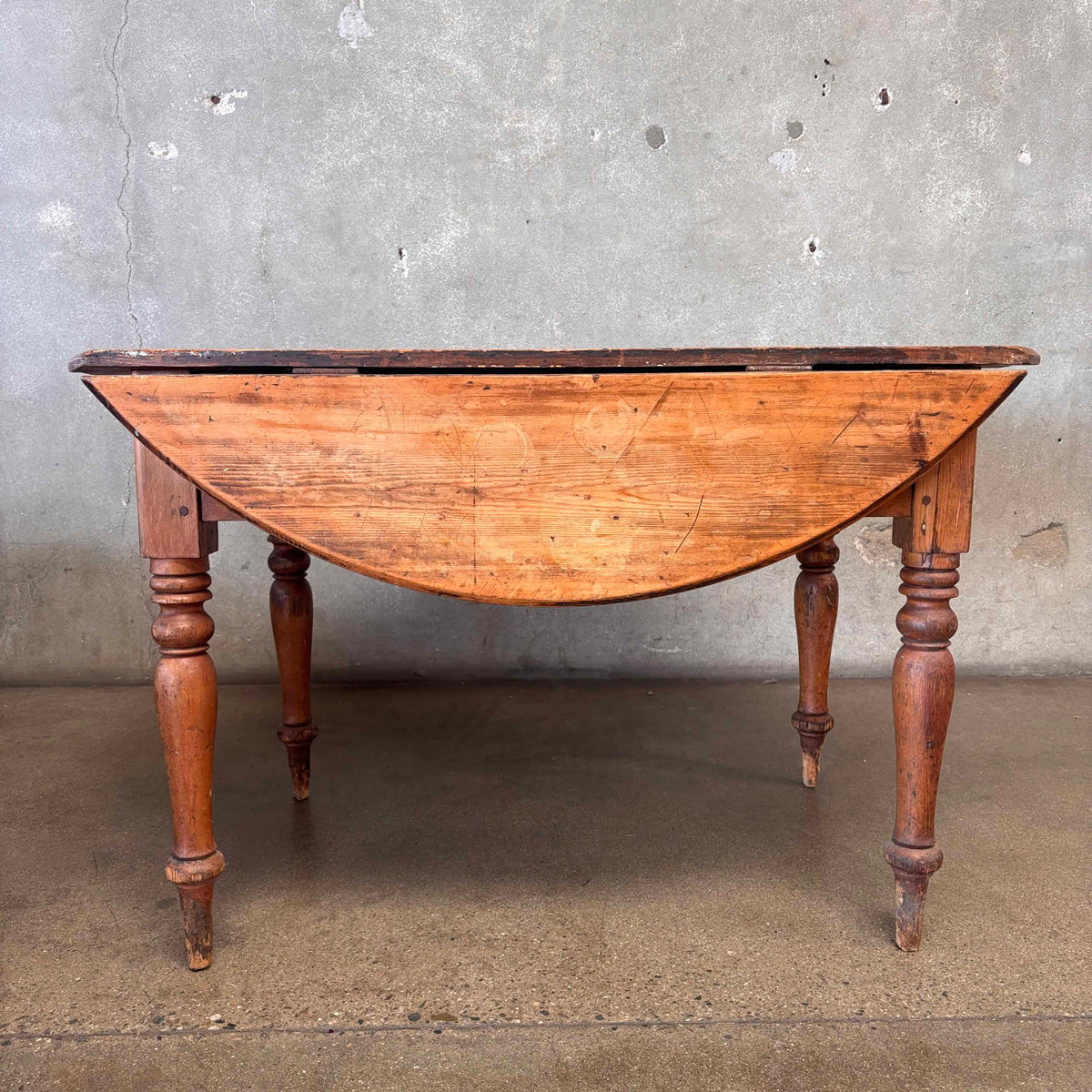 Antique Drop Leaf Pine Table w/ Drawers Circa 1800's
