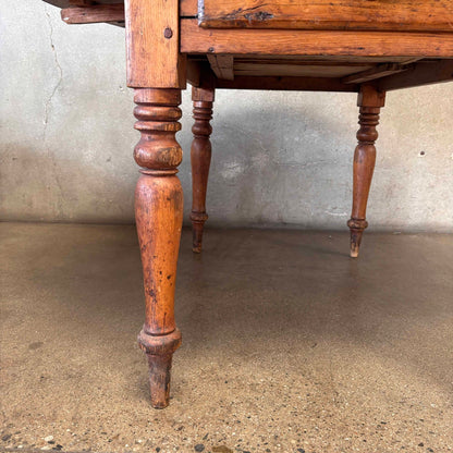 Antique Drop Leaf Pine Table w/ Drawers Circa 1800's