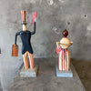 1991 Chris Botts (Solrang, CA Artist) Hand Carved Uncle Sam & Betsy Ross