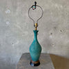 Mid Century Bitossi Textured Blue-Green Hand Made Table Lamp