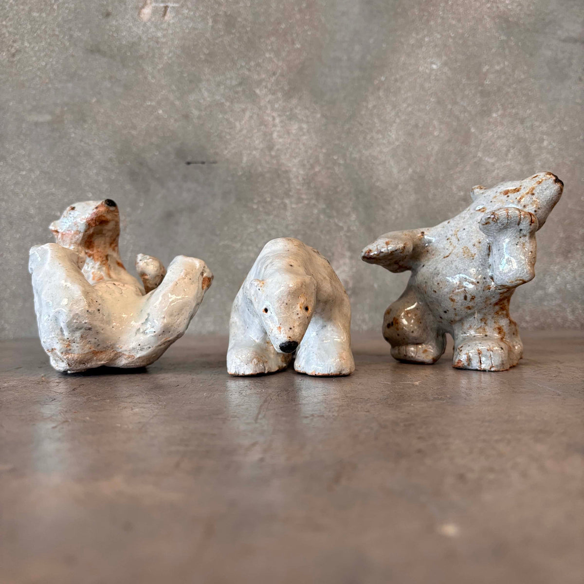 Trio of Studio Pottery Polar Bears