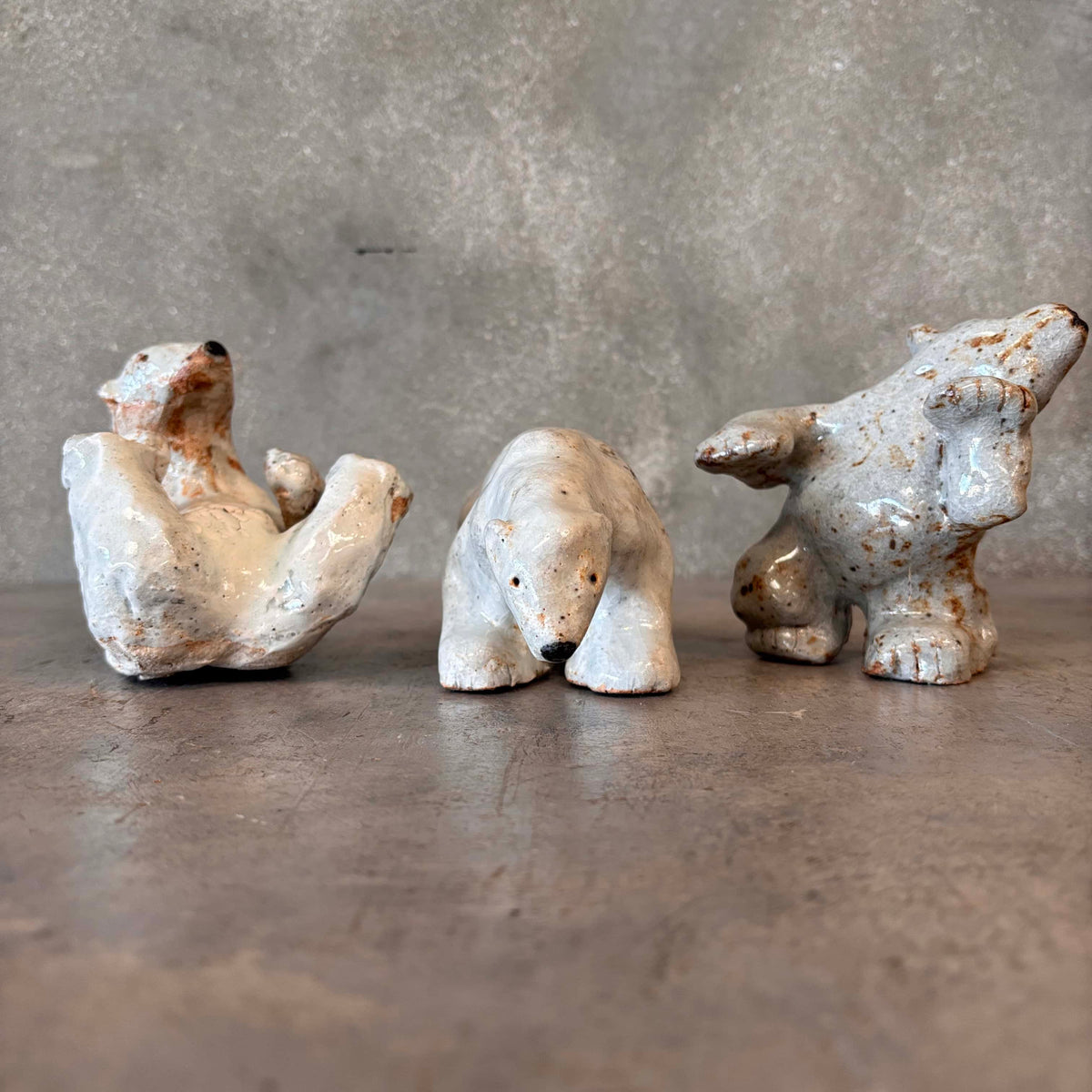 Trio of Studio Pottery Polar Bears