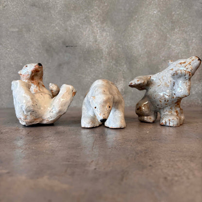 Trio of Studio Pottery Polar Bears