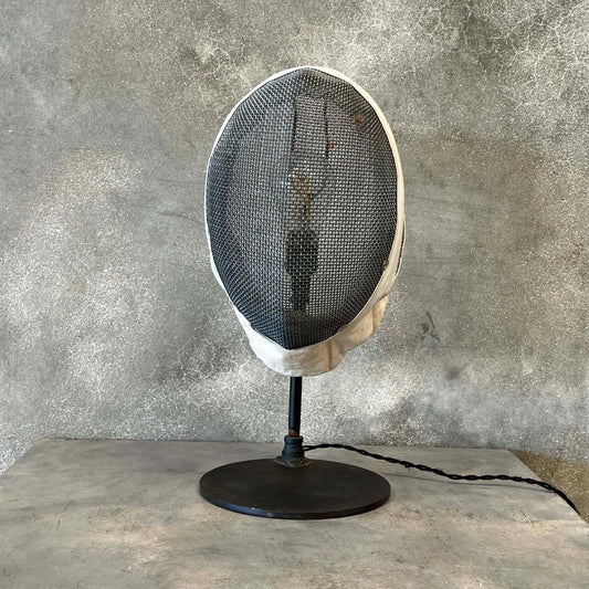 Repurposed Vintage Fencing Mask Lamp Steampunk Mancave Decor