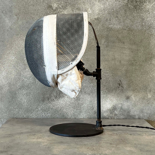 Repurposed Vintage Fencing Mask Lamp Steampunk Mancave Decor
