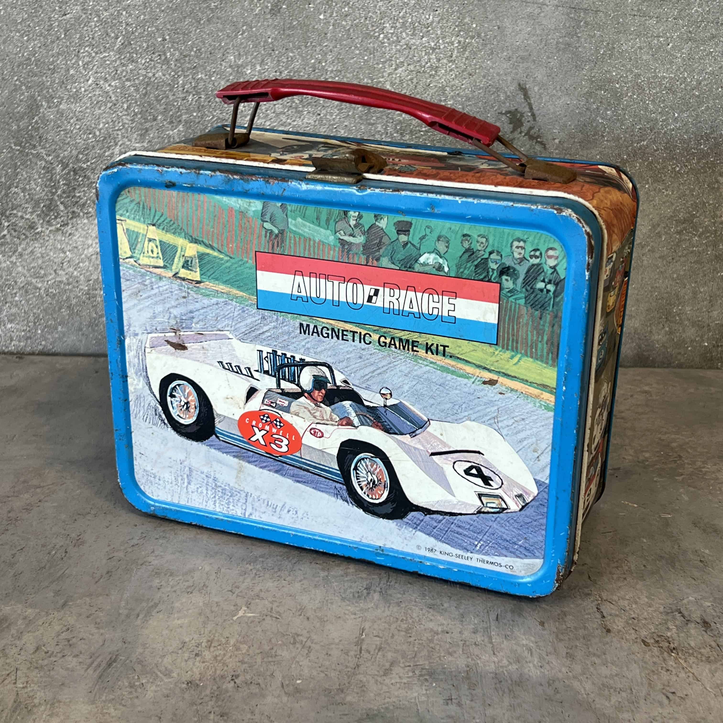 Auto-Race Lunch Box from 1967 Kins-Seeley Thermos-Co.