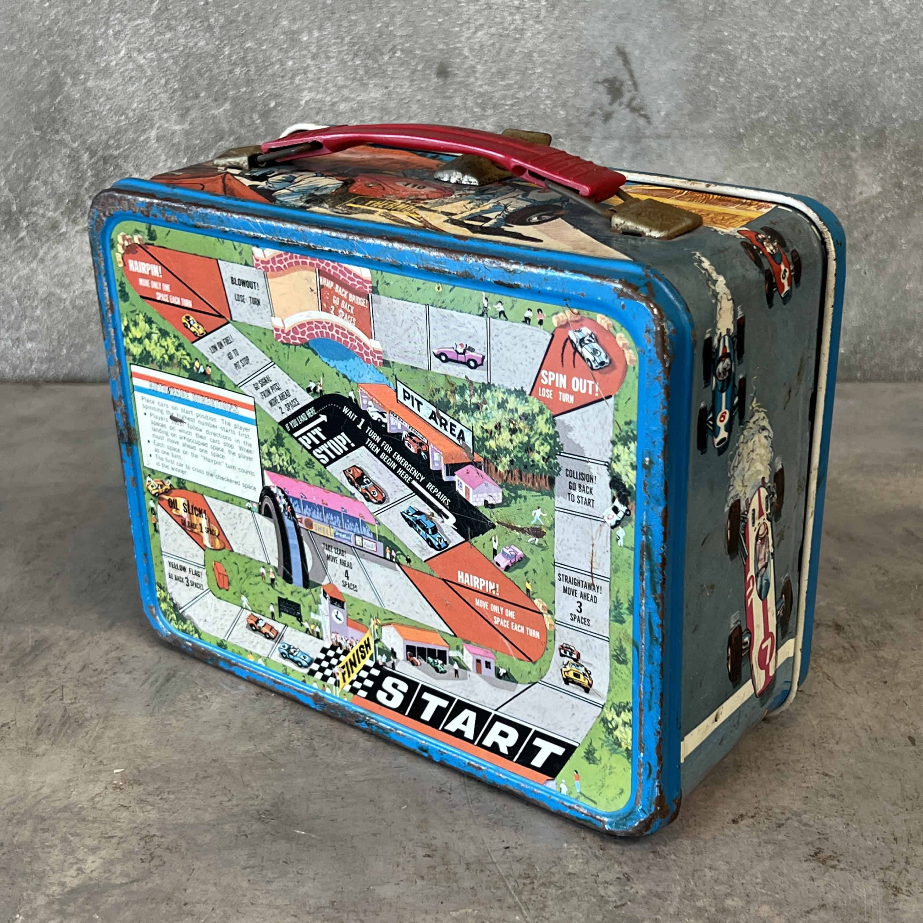 Auto-Race Lunch Box from 1967 Kins-Seeley Thermos-Co.