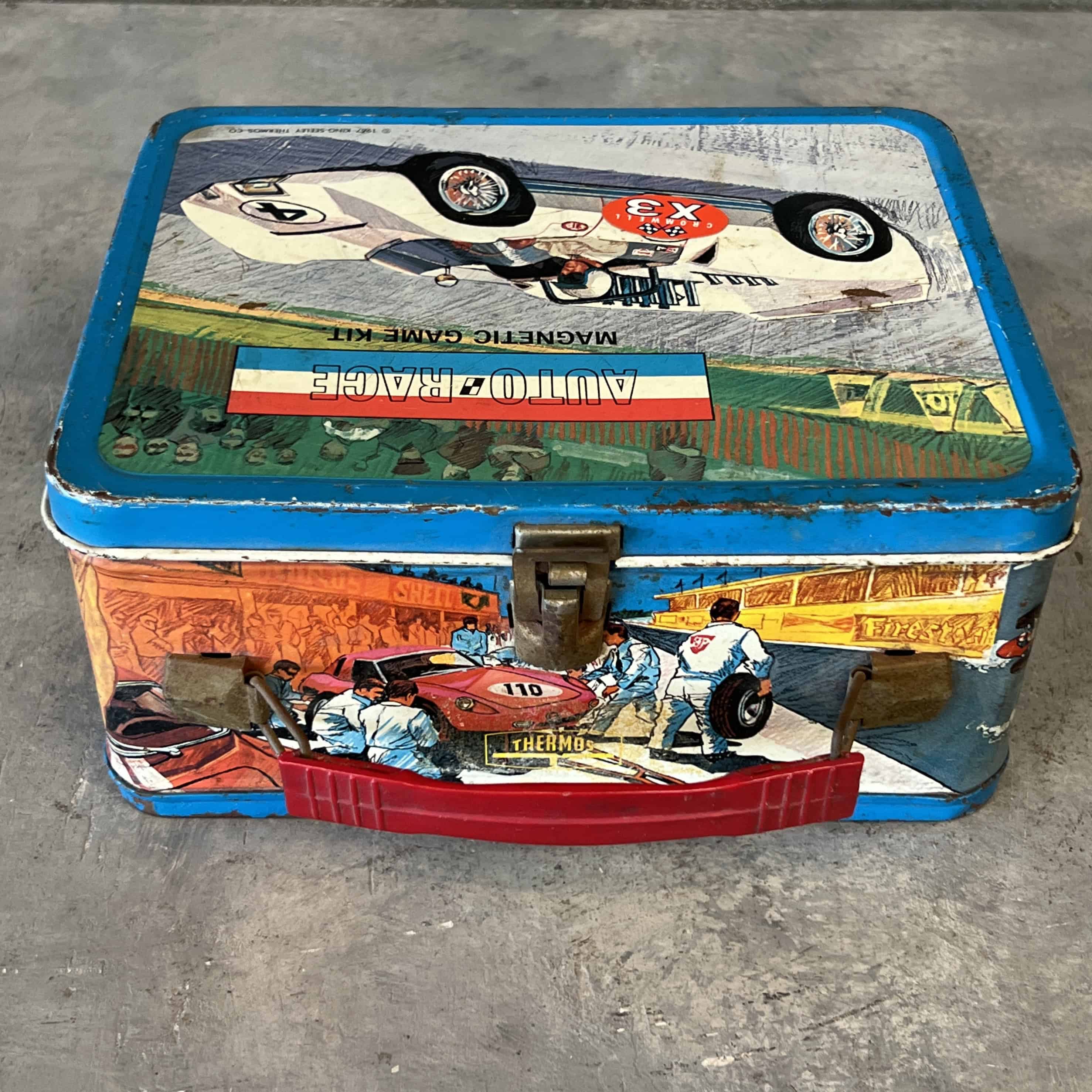 Auto-Race Lunch Box from 1967 Kins-Seeley Thermos-Co.