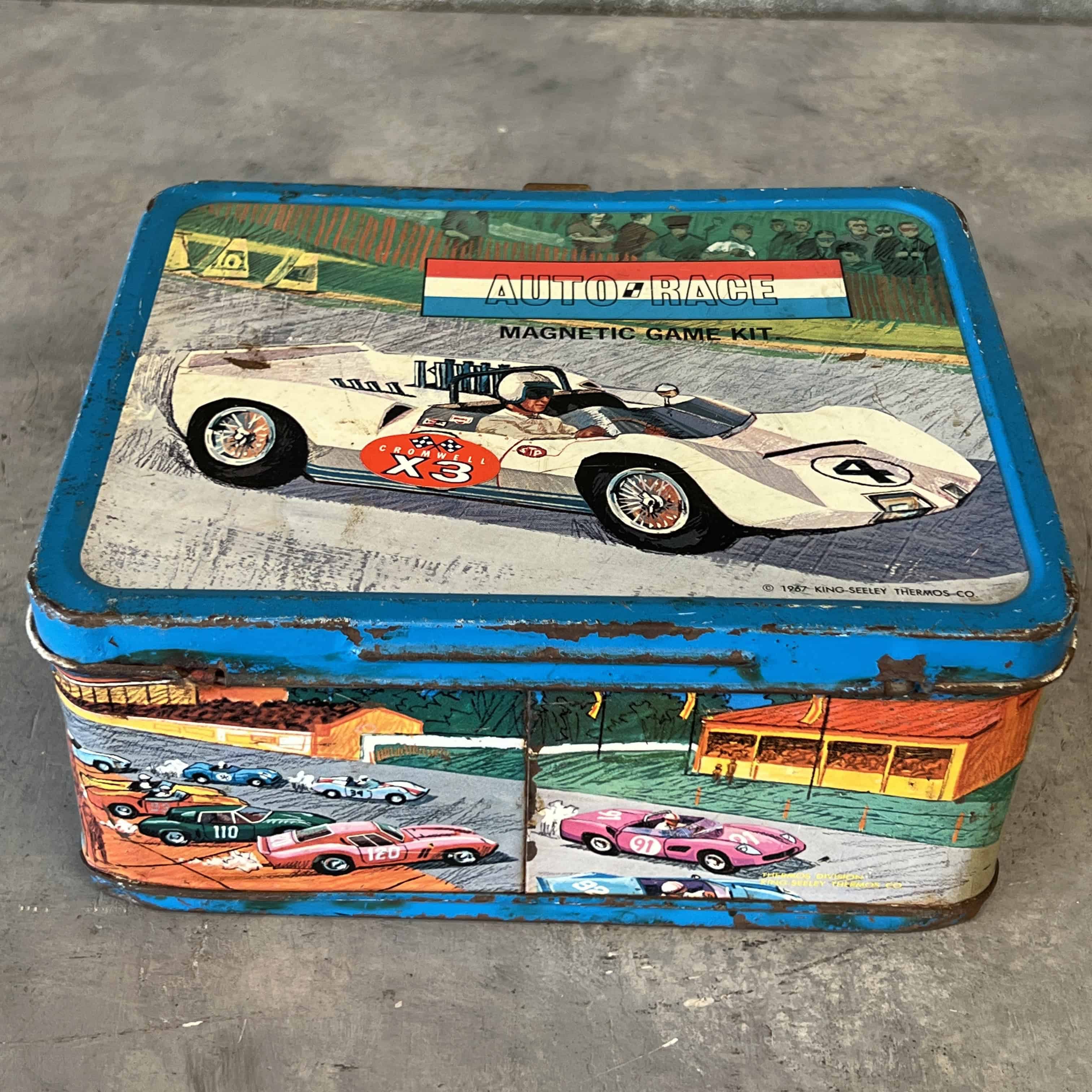 Auto-Race Lunch Box from 1967 Kins-Seeley Thermos-Co.