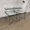Pair of Mid Twentieth Century French Modernist Iron & Glass End Tables