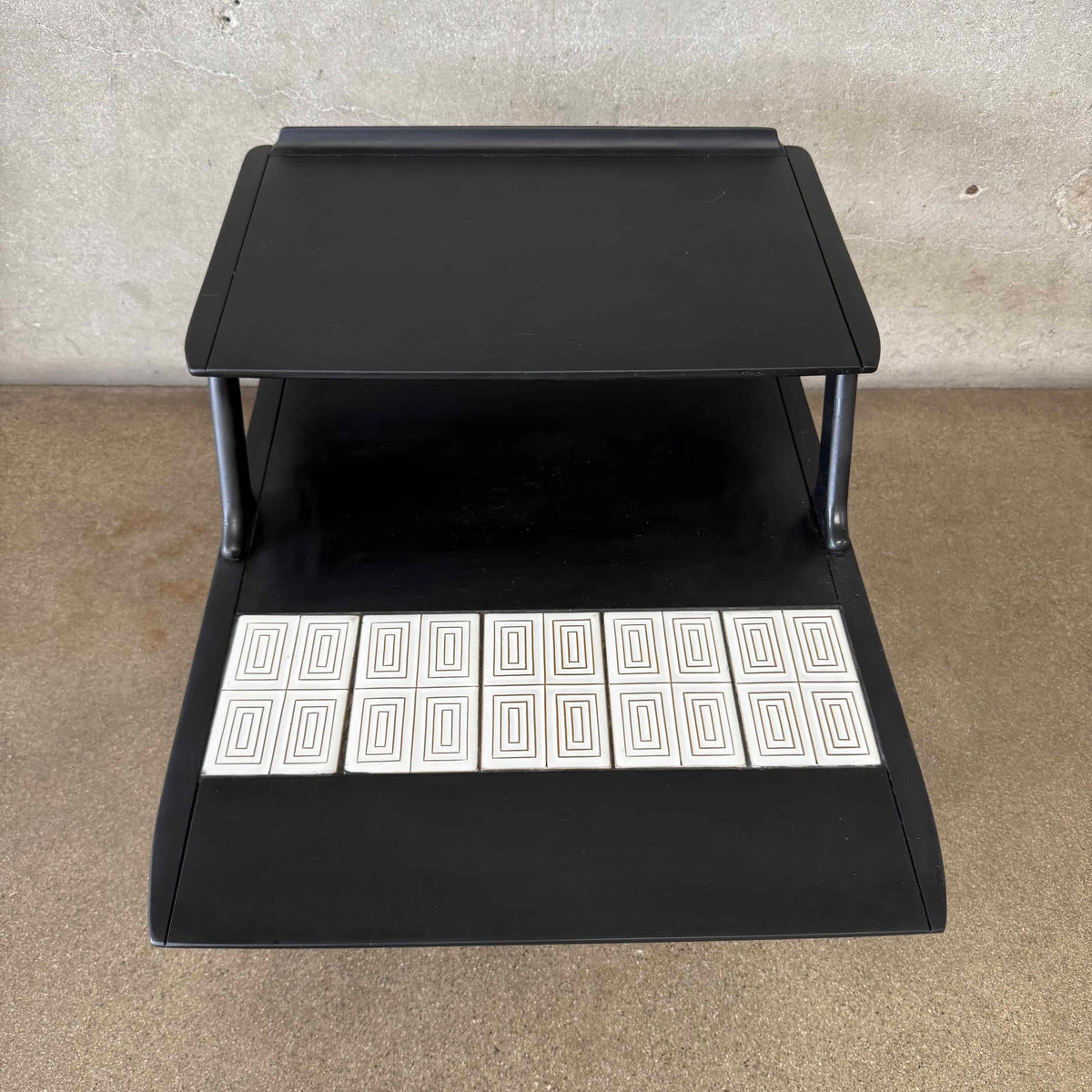 Early 60s Lane "Cosmopolitan Line" Two-Tier End Table w/ Ceramic Inlay