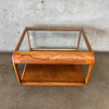 Vintage Oak & Glass Side Table