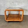 Vintage Oak & Glass Side Table