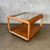 Vintage Oak & Glass Side Table