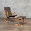 Tendo Moko Heron Rocking Chair With Ottoman - In New Leather