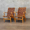 Pair of Bruno Mathsson Eva Chairs With Ottoman - New Leather