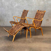 Pair of Bruno Mathsson Eva Chairs With Ottoman - New Leather