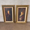 Vintage Set of Oil Paintings on Board of a Man and Woman