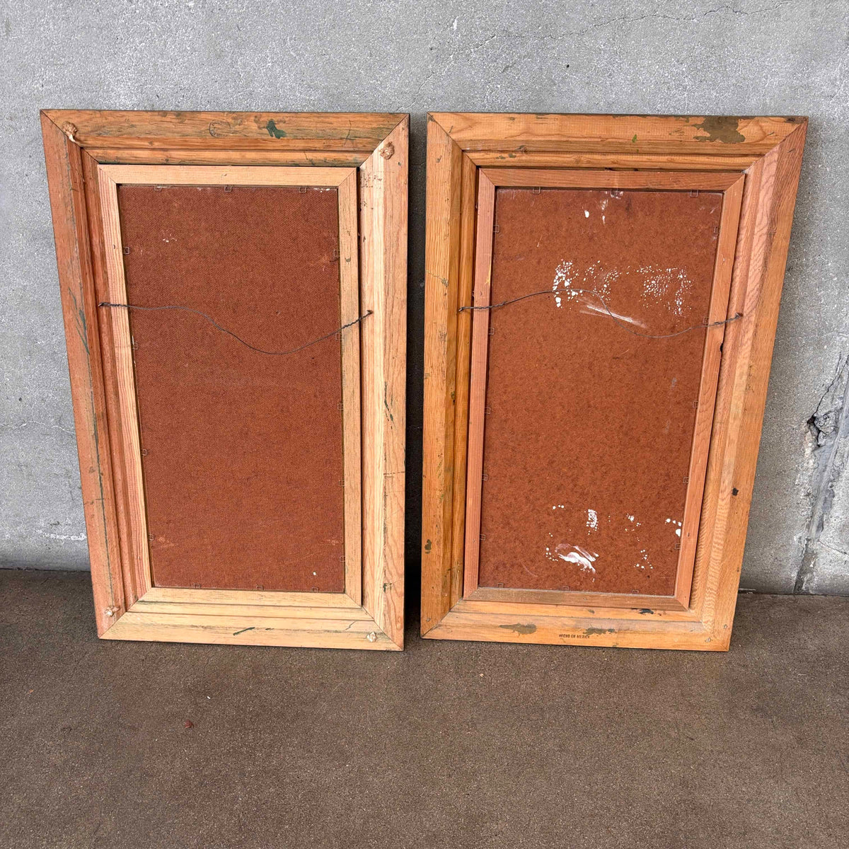 Vintage Set of Oil Paintings on Board of a Man and Woman