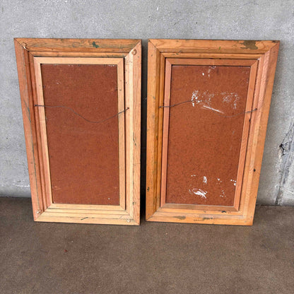 Vintage Set of Oil Paintings on Board of a Man and Woman