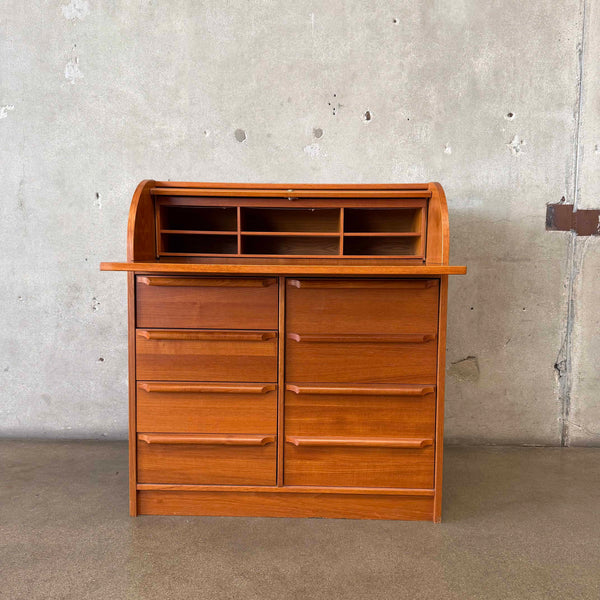 Danish Modern Teak Rolltop Secretary Desk
