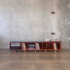 Mahogany Vinyl Storage Bench Hand Built in Long Beach by Pete Deeble Furniture