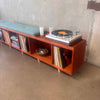 Mahogany Vinyl Storage Bench Hand Built in Long Beach by Pete Deeble Furniture
