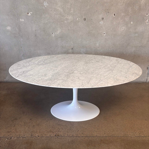 Modern Tulip Oral Dining Table w/ Marble Top