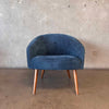 Reproduction Mid Century Easy Chair in Dusty Blue Velvet w/ Pencil Legs