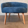 Reproduction Mid Century Easy Chair in Dusty Blue Velvet w/ Pencil Legs